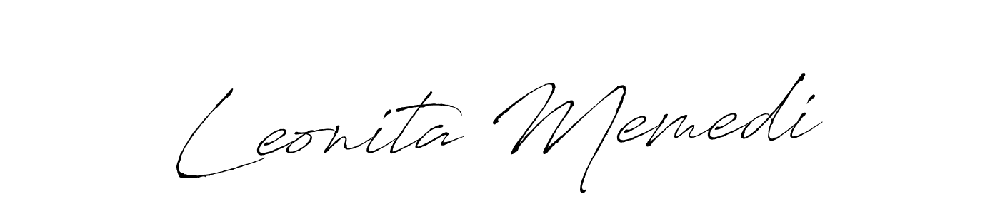 How to make Leonita Memedi name signature. Use Antro_Vectra style for creating short signs online. This is the latest handwritten sign. Leonita Memedi signature style 6 images and pictures png