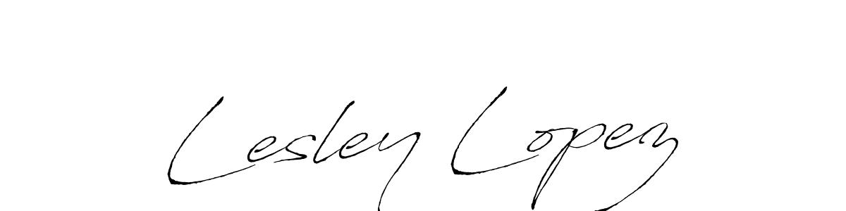 How to make Lesley Lopez name signature. Use Antro_Vectra style for creating short signs online. This is the latest handwritten sign. Lesley Lopez signature style 6 images and pictures png