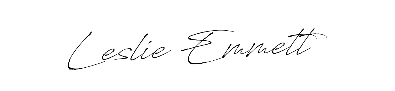 How to make Leslie Emmett name signature. Use Antro_Vectra style for creating short signs online. This is the latest handwritten sign. Leslie Emmett signature style 6 images and pictures png