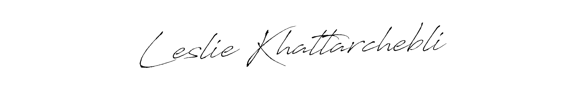This is the best signature style for the Leslie Khattarchebli name. Also you like these signature font (Antro_Vectra). Mix name signature. Leslie Khattarchebli signature style 6 images and pictures png