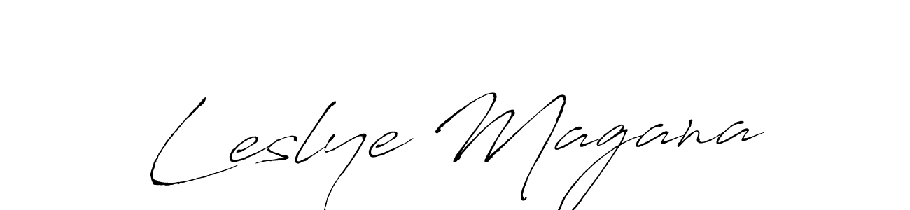 How to make Leslye Magana name signature. Use Antro_Vectra style for creating short signs online. This is the latest handwritten sign. Leslye Magana signature style 6 images and pictures png