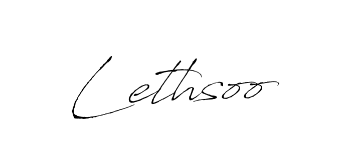 Use a signature maker to create a handwritten signature online. With this signature software, you can design (Antro_Vectra) your own signature for name Lethsoo. Lethsoo signature style 6 images and pictures png