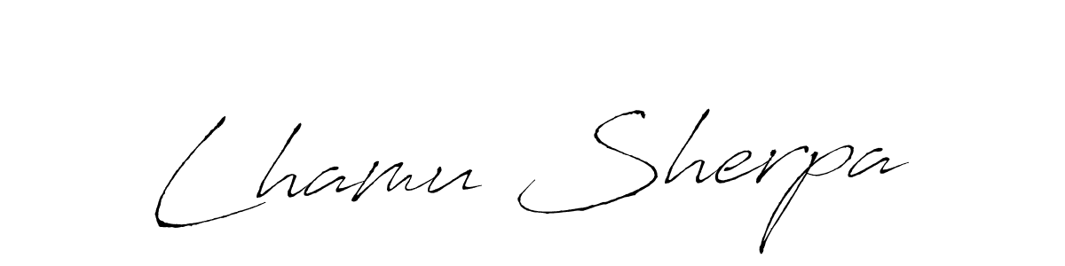 Create a beautiful signature design for name Lhamu Sherpa. With this signature (Antro_Vectra) fonts, you can make a handwritten signature for free. Lhamu Sherpa signature style 6 images and pictures png