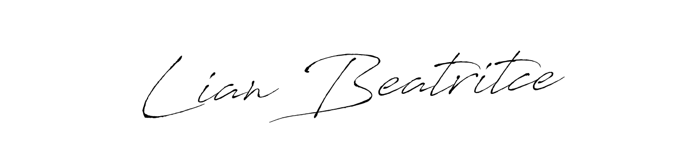 The best way (Antro_Vectra) to make a short signature is to pick only two or three words in your name. The name Lian Beatritce include a total of six letters. For converting this name. Lian Beatritce signature style 6 images and pictures png