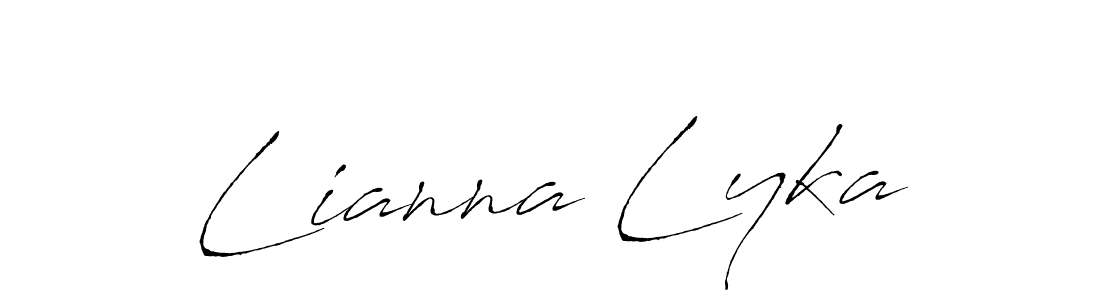 Antro_Vectra is a professional signature style that is perfect for those who want to add a touch of class to their signature. It is also a great choice for those who want to make their signature more unique. Get Lianna Lyka name to fancy signature for free. Lianna Lyka signature style 6 images and pictures png