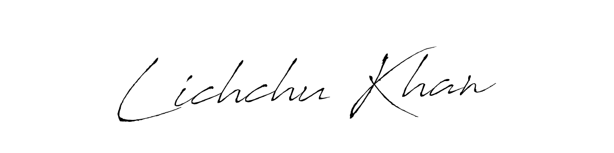 Design your own signature with our free online signature maker. With this signature software, you can create a handwritten (Antro_Vectra) signature for name Lichchu Khan. Lichchu Khan signature style 6 images and pictures png