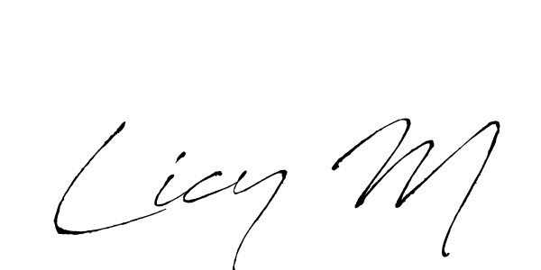 Make a beautiful signature design for name Licy M. With this signature (Antro_Vectra) style, you can create a handwritten signature for free. Licy M signature style 6 images and pictures png