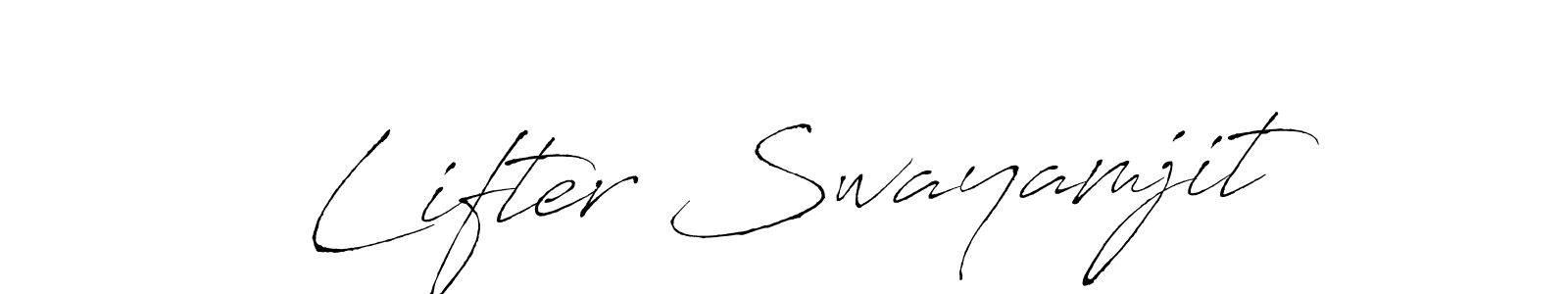 The best way (Antro_Vectra) to make a short signature is to pick only two or three words in your name. The name Lifter Swayamjit include a total of six letters. For converting this name. Lifter Swayamjit signature style 6 images and pictures png
