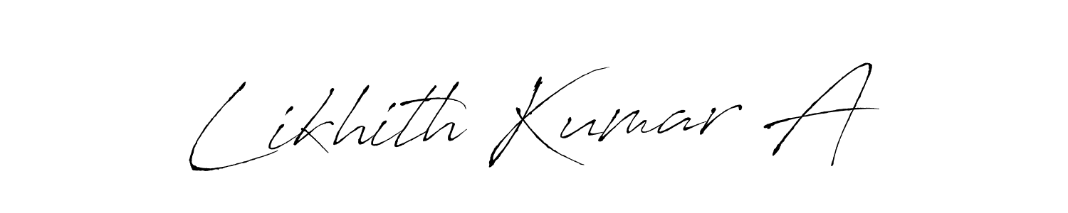 Make a beautiful signature design for name Likhith Kumar A. With this signature (Antro_Vectra) style, you can create a handwritten signature for free. Likhith Kumar A signature style 6 images and pictures png