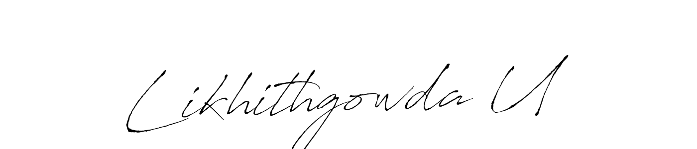How to make Likhithgowda U name signature. Use Antro_Vectra style for creating short signs online. This is the latest handwritten sign. Likhithgowda U signature style 6 images and pictures png