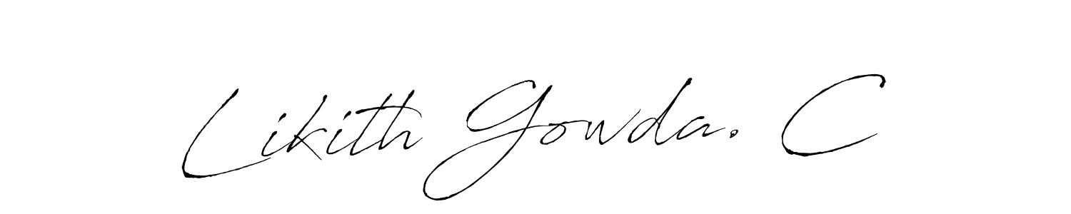 The best way (Antro_Vectra) to make a short signature is to pick only two or three words in your name. The name Likith Gowda. C include a total of six letters. For converting this name. Likith Gowda. C signature style 6 images and pictures png