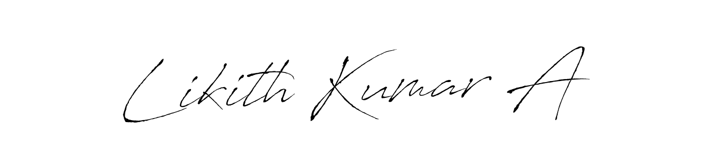 The best way (Antro_Vectra) to make a short signature is to pick only two or three words in your name. The name Likith Kumar A include a total of six letters. For converting this name. Likith Kumar A signature style 6 images and pictures png