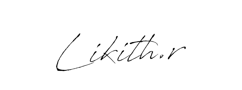 The best way (Antro_Vectra) to make a short signature is to pick only two or three words in your name. The name Likith.r include a total of six letters. For converting this name. Likith.r signature style 6 images and pictures png
