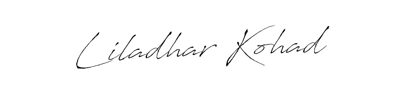 This is the best signature style for the Liladhar Kohad name. Also you like these signature font (Antro_Vectra). Mix name signature. Liladhar Kohad signature style 6 images and pictures png