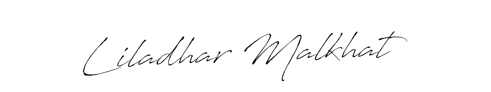 How to make Liladhar Malkhat name signature. Use Antro_Vectra style for creating short signs online. This is the latest handwritten sign. Liladhar Malkhat signature style 6 images and pictures png