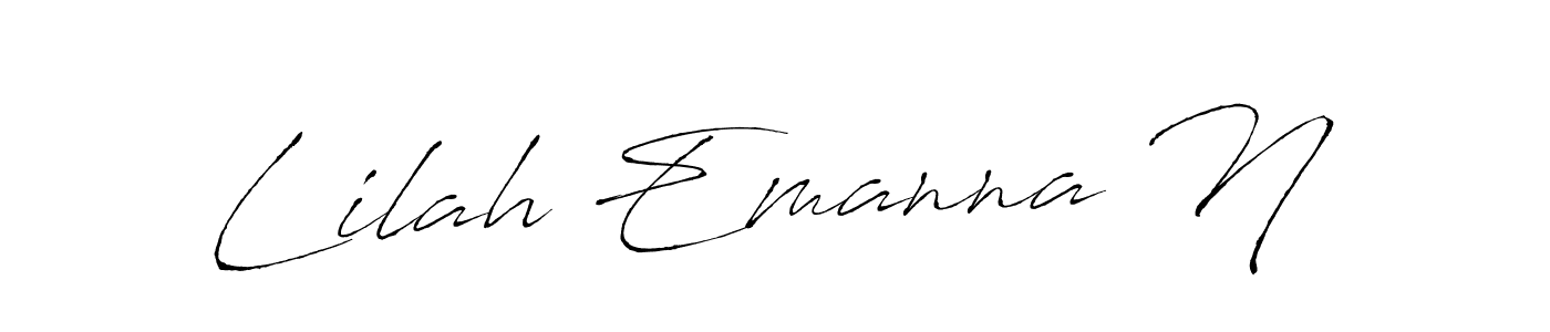 Make a beautiful signature design for name Lilah Emanna N. With this signature (Antro_Vectra) style, you can create a handwritten signature for free. Lilah Emanna N signature style 6 images and pictures png