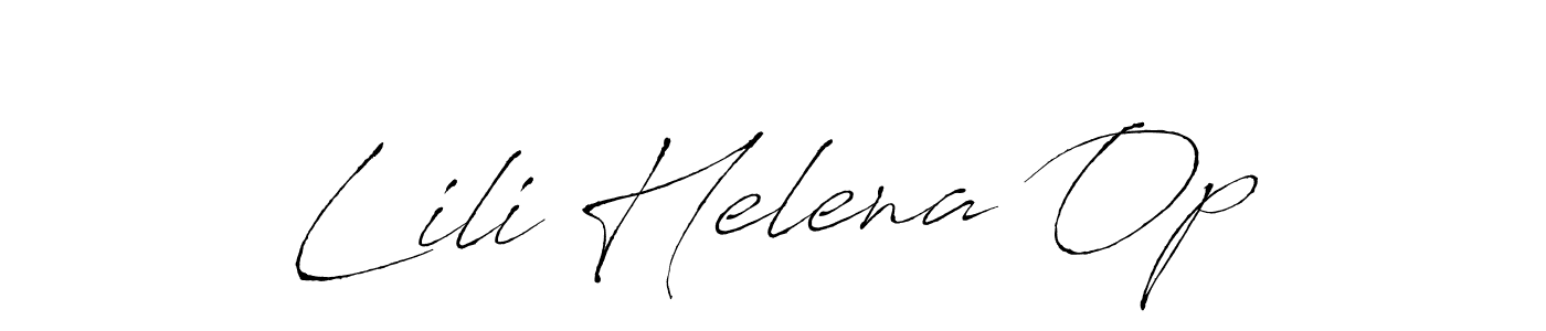 How to make Lili Helena Op name signature. Use Antro_Vectra style for creating short signs online. This is the latest handwritten sign. Lili Helena Op signature style 6 images and pictures png