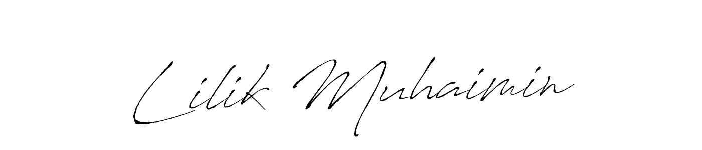 How to make Lilik Muhaimin name signature. Use Antro_Vectra style for creating short signs online. This is the latest handwritten sign. Lilik Muhaimin signature style 6 images and pictures png