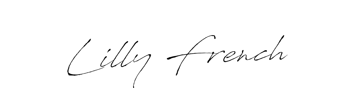 How to make Lilly French signature? Antro_Vectra is a professional autograph style. Create handwritten signature for Lilly French name. Lilly French signature style 6 images and pictures png