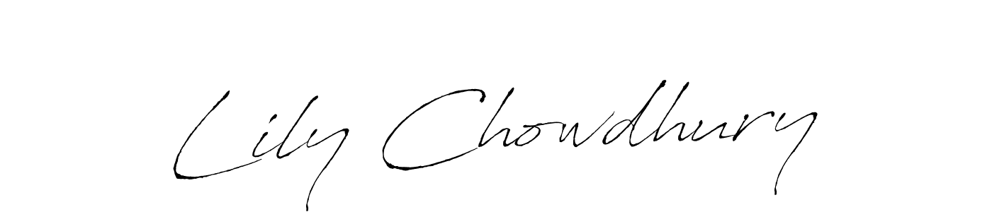 Create a beautiful signature design for name Lily Chowdhury. With this signature (Antro_Vectra) fonts, you can make a handwritten signature for free. Lily Chowdhury signature style 6 images and pictures png
