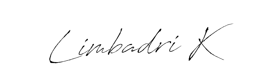 How to make Limbadri K name signature. Use Antro_Vectra style for creating short signs online. This is the latest handwritten sign. Limbadri K signature style 6 images and pictures png