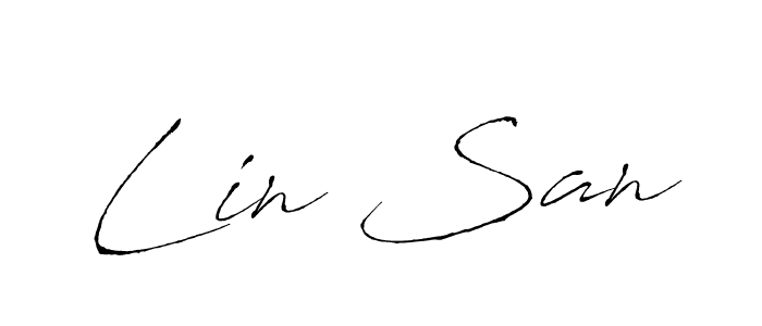 if you are searching for the best signature style for your name Lin San. so please give up your signature search. here we have designed multiple signature styles  using Antro_Vectra. Lin San signature style 6 images and pictures png