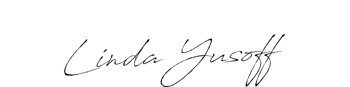 How to make Linda Yusoff name signature. Use Antro_Vectra style for creating short signs online. This is the latest handwritten sign. Linda Yusoff signature style 6 images and pictures png