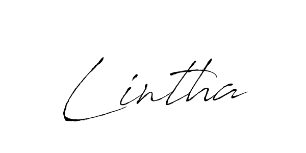 Use a signature maker to create a handwritten signature online. With this signature software, you can design (Antro_Vectra) your own signature for name Lintha. Lintha signature style 6 images and pictures png