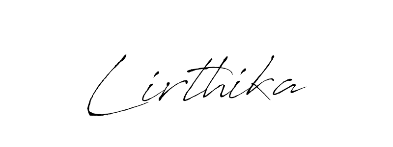 How to make Lirthika name signature. Use Antro_Vectra style for creating short signs online. This is the latest handwritten sign. Lirthika signature style 6 images and pictures png