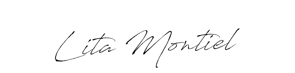 You should practise on your own different ways (Antro_Vectra) to write your name (Lita Montiel) in signature. don't let someone else do it for you. Lita Montiel signature style 6 images and pictures png