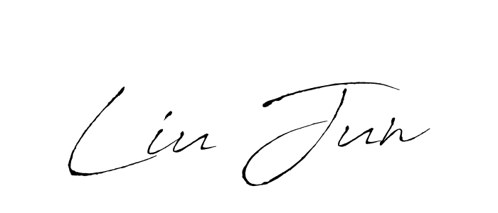 Make a beautiful signature design for name Liu Jun. With this signature (Antro_Vectra) style, you can create a handwritten signature for free. Liu Jun signature style 6 images and pictures png