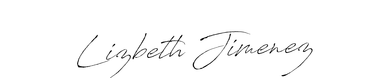 How to make Lizbeth Jimenez name signature. Use Antro_Vectra style for creating short signs online. This is the latest handwritten sign. Lizbeth Jimenez signature style 6 images and pictures png