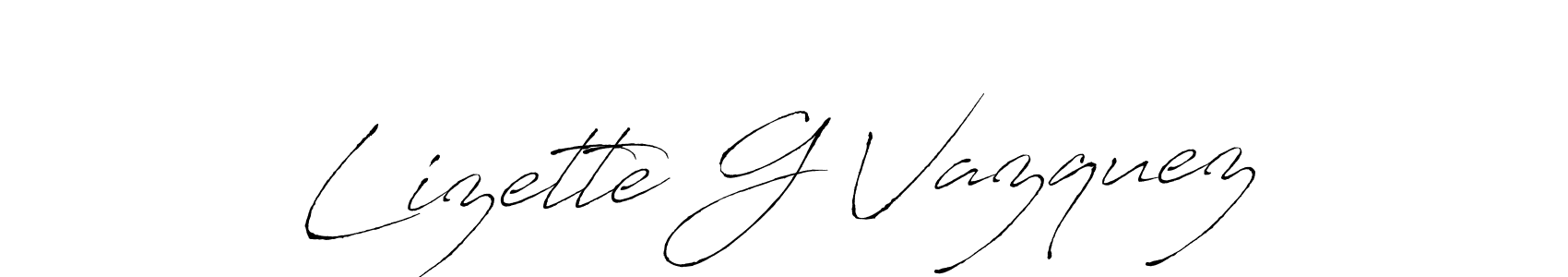 Lizette G Vazquez stylish signature style. Best Handwritten Sign (Antro_Vectra) for my name. Handwritten Signature Collection Ideas for my name Lizette G Vazquez. Lizette G Vazquez signature style 6 images and pictures png