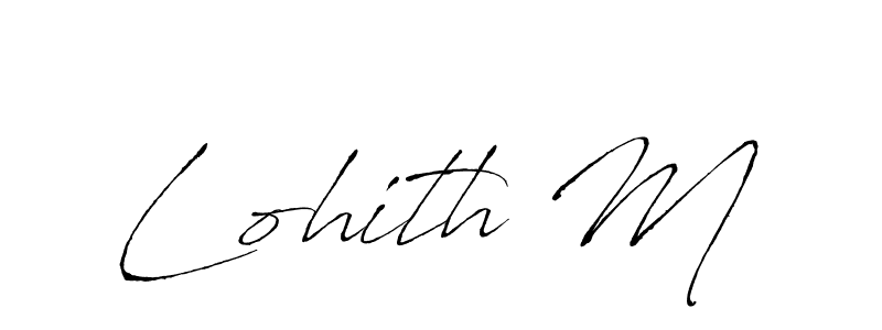 if you are searching for the best signature style for your name Lohith M. so please give up your signature search. here we have designed multiple signature styles  using Antro_Vectra. Lohith M signature style 6 images and pictures png