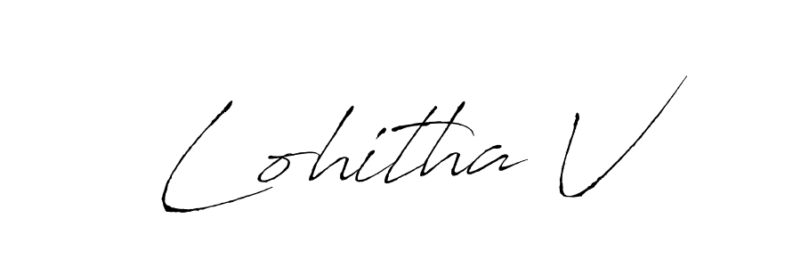 Use a signature maker to create a handwritten signature online. With this signature software, you can design (Antro_Vectra) your own signature for name Lohitha V. Lohitha V signature style 6 images and pictures png