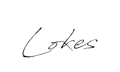 Use a signature maker to create a handwritten signature online. With this signature software, you can design (Antro_Vectra) your own signature for name Lokes. Lokes signature style 6 images and pictures png