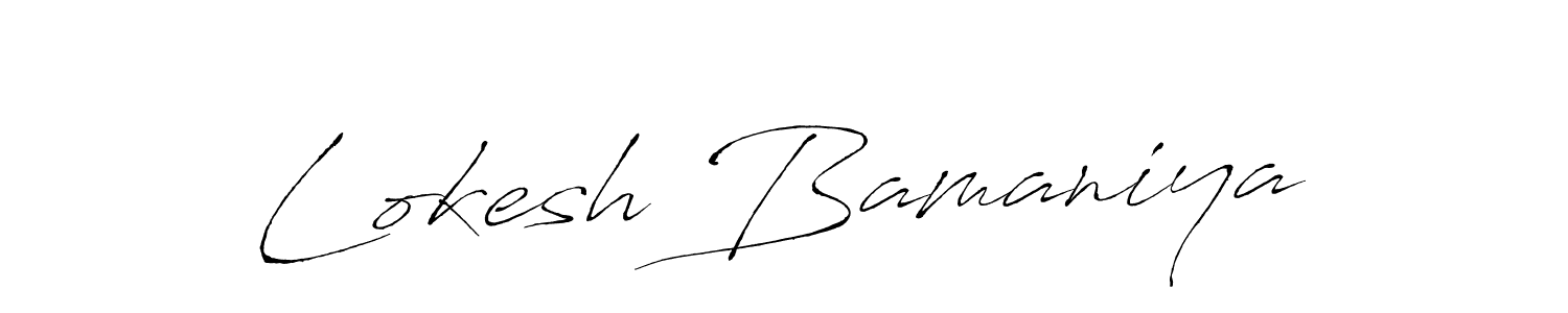 How to make Lokesh Bamaniya name signature. Use Antro_Vectra style for creating short signs online. This is the latest handwritten sign. Lokesh Bamaniya signature style 6 images and pictures png