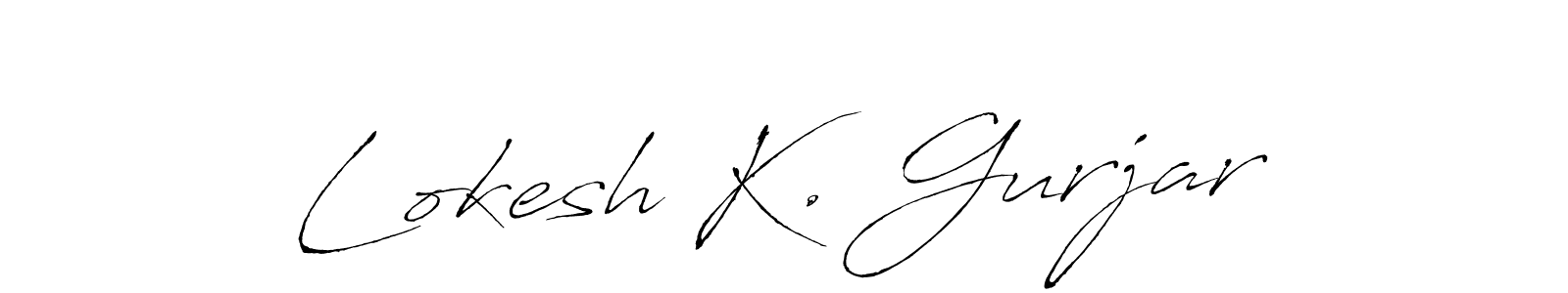 How to make Lokesh K. Gurjar name signature. Use Antro_Vectra style for creating short signs online. This is the latest handwritten sign. Lokesh K. Gurjar signature style 6 images and pictures png