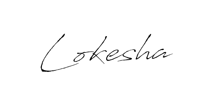 Make a beautiful signature design for name Lokesha. With this signature (Antro_Vectra) style, you can create a handwritten signature for free. Lokesha signature style 6 images and pictures png