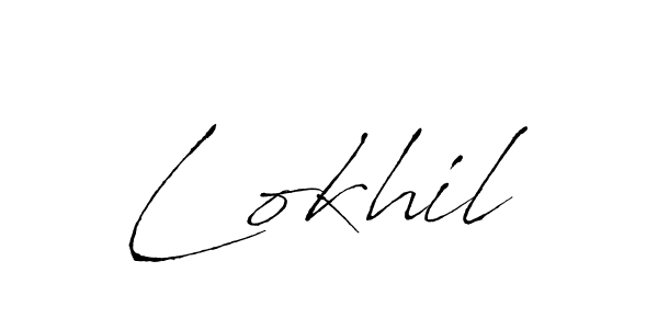 Make a beautiful signature design for name Lokhil. With this signature (Antro_Vectra) style, you can create a handwritten signature for free. Lokhil signature style 6 images and pictures png