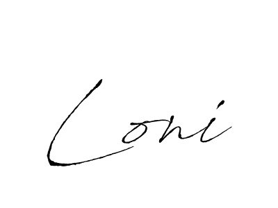 Loni stylish signature style. Best Handwritten Sign (Antro_Vectra) for my name. Handwritten Signature Collection Ideas for my name Loni. Loni signature style 6 images and pictures png