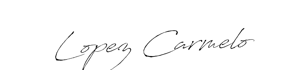 How to make Lopez Carmelo name signature. Use Antro_Vectra style for creating short signs online. This is the latest handwritten sign. Lopez Carmelo signature style 6 images and pictures png