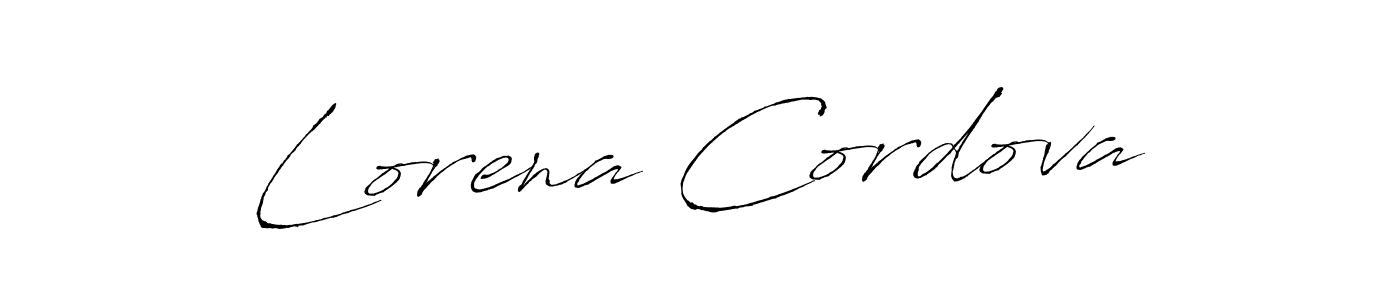 How to make Lorena Cordova name signature. Use Antro_Vectra style for creating short signs online. This is the latest handwritten sign. Lorena Cordova signature style 6 images and pictures png