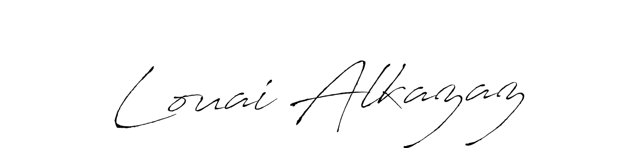 The best way (Antro_Vectra) to make a short signature is to pick only two or three words in your name. The name Louai Alkazaz include a total of six letters. For converting this name. Louai Alkazaz signature style 6 images and pictures png