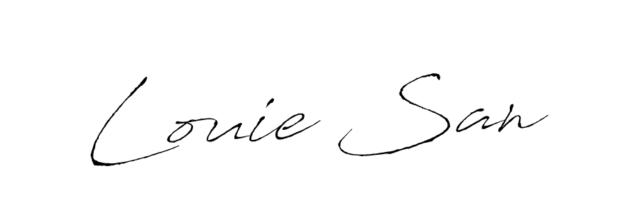 Similarly Antro_Vectra is the best handwritten signature design. Signature creator online .You can use it as an online autograph creator for name Louie San. Louie San signature style 6 images and pictures png