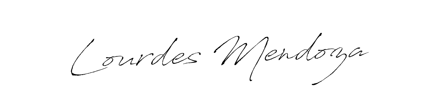 How to make Lourdes Mendoza name signature. Use Antro_Vectra style for creating short signs online. This is the latest handwritten sign. Lourdes Mendoza signature style 6 images and pictures png