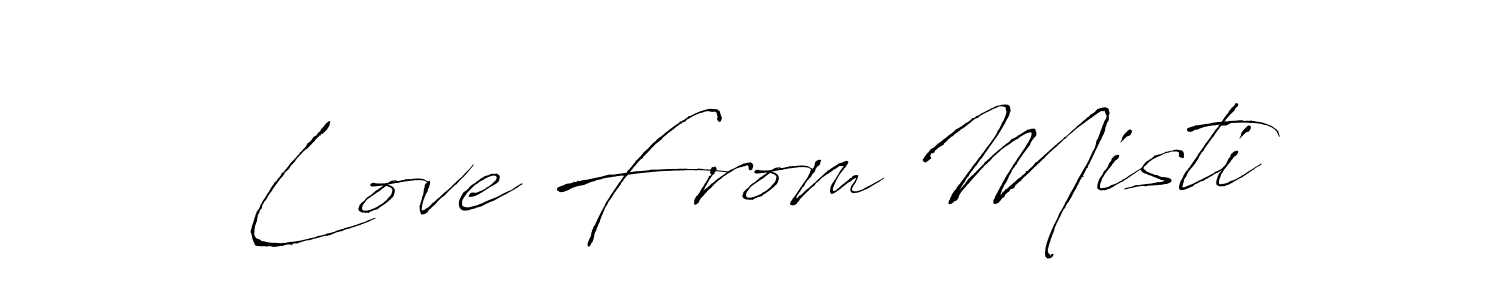 This is the best signature style for the Love From Misti name. Also you like these signature font (Antro_Vectra). Mix name signature. Love From Misti signature style 6 images and pictures png
