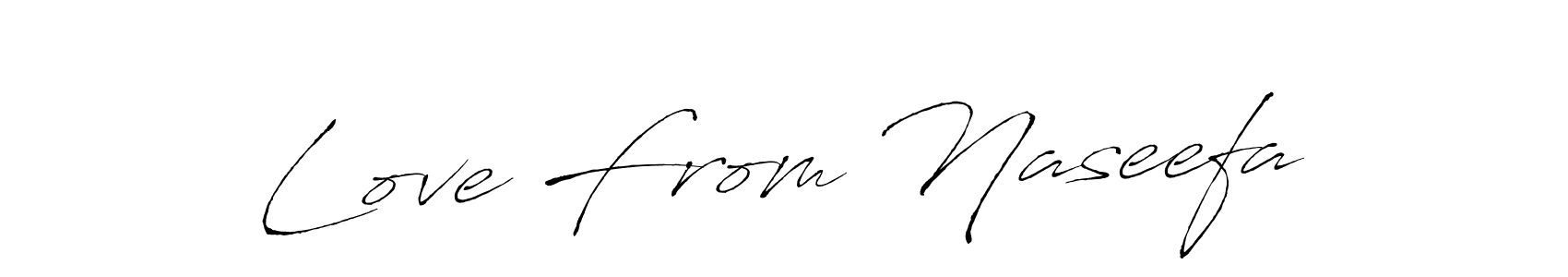 Similarly Antro_Vectra is the best handwritten signature design. Signature creator online .You can use it as an online autograph creator for name Love From Naseefa. Love From Naseefa signature style 6 images and pictures png