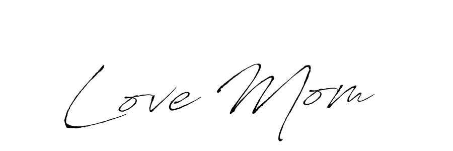 The best way (Antro_Vectra) to make a short signature is to pick only two or three words in your name. The name Love Mom  include a total of six letters. For converting this name. Love Mom  signature style 6 images and pictures png