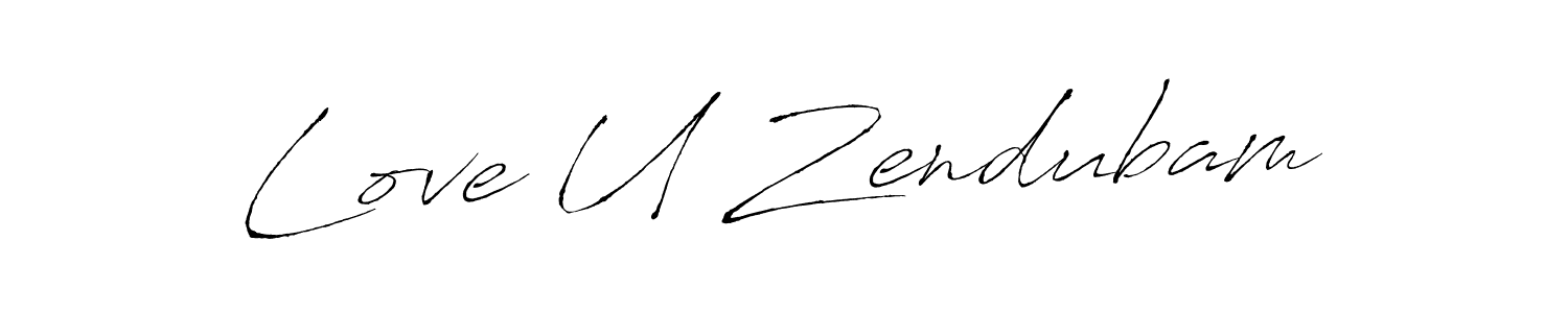 The best way (Antro_Vectra) to make a short signature is to pick only two or three words in your name. The name Love U Zendubam include a total of six letters. For converting this name. Love U Zendubam signature style 6 images and pictures png